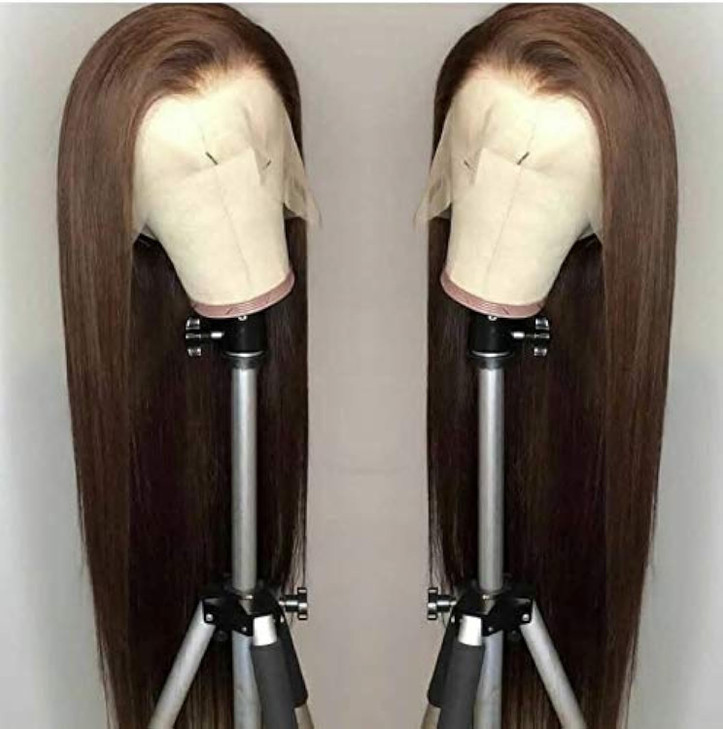 ELESTY Brown Synthetic Lace Front Wig Long Straight 6 Lace Front Wig For Women Heat Resistant Fiber Makeup Lace Wigs