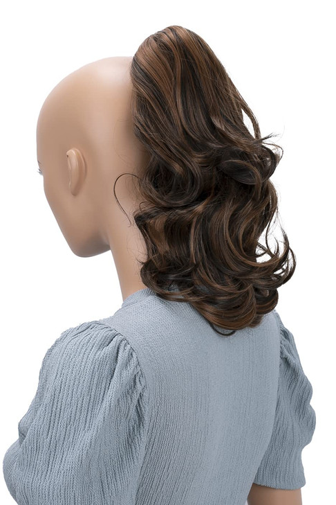 CAISHA 14 Wavy Clip On Ponytail With Butterfly Clip Hairpiece Heatresistant Synthetic Fibres Brown Mix H92