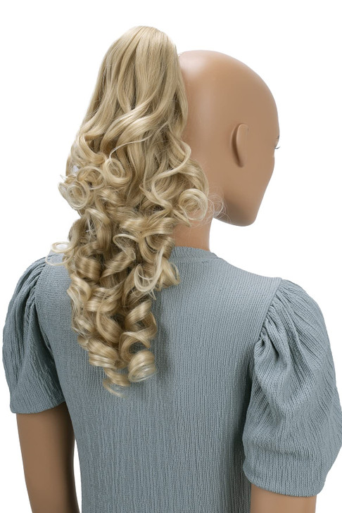 CAISHA 20 Hairpiece Ponytail Clip On Extension With Butterfly Claw Voluminous Wavy Blonde Mix HV2