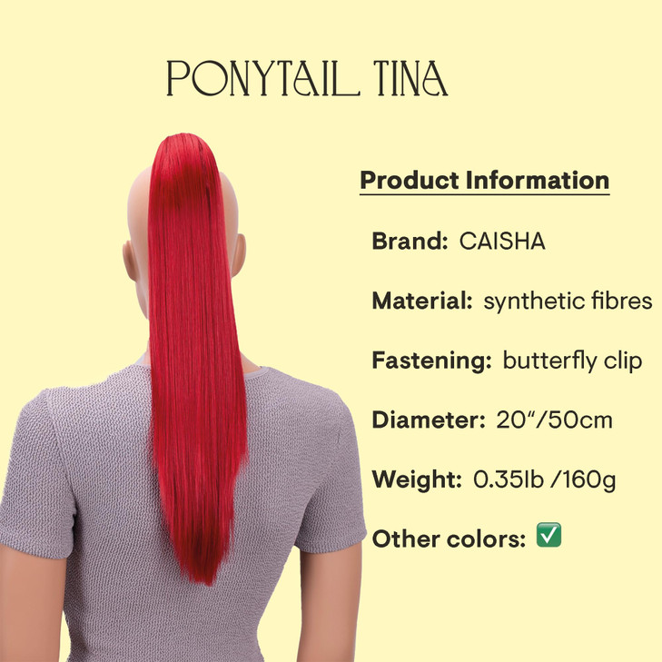 CAISHA 20 Hairpiece Ponytail Clip On Extensions With Butterfly Claw Straight Red H99