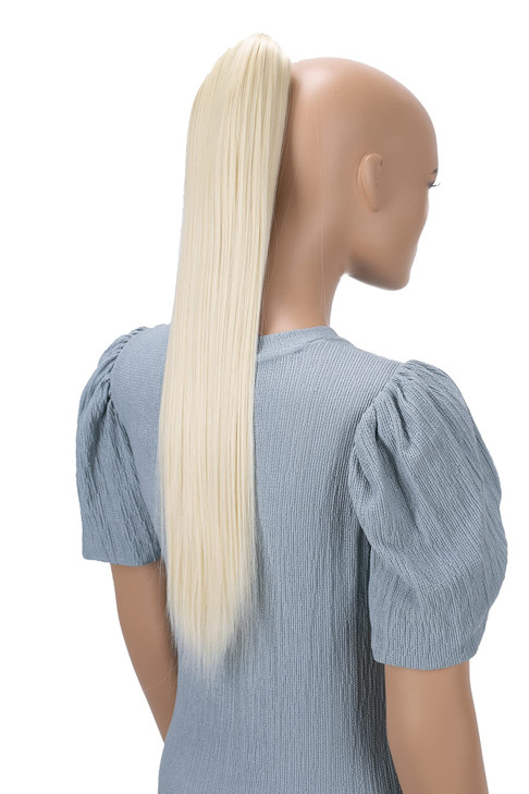 CAISHA 24 Hairpiece Ponytail Clip On Extension Long Hair Straight Platinum Blonde H618