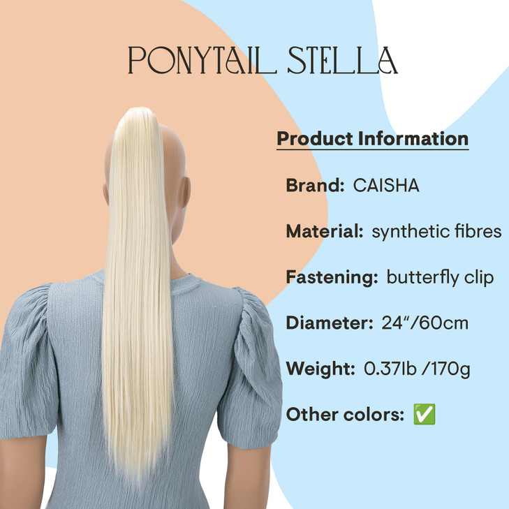 CAISHA 24 Hairpiece Ponytail Clip On Extension Long Hair Straight Platinum Blonde H618