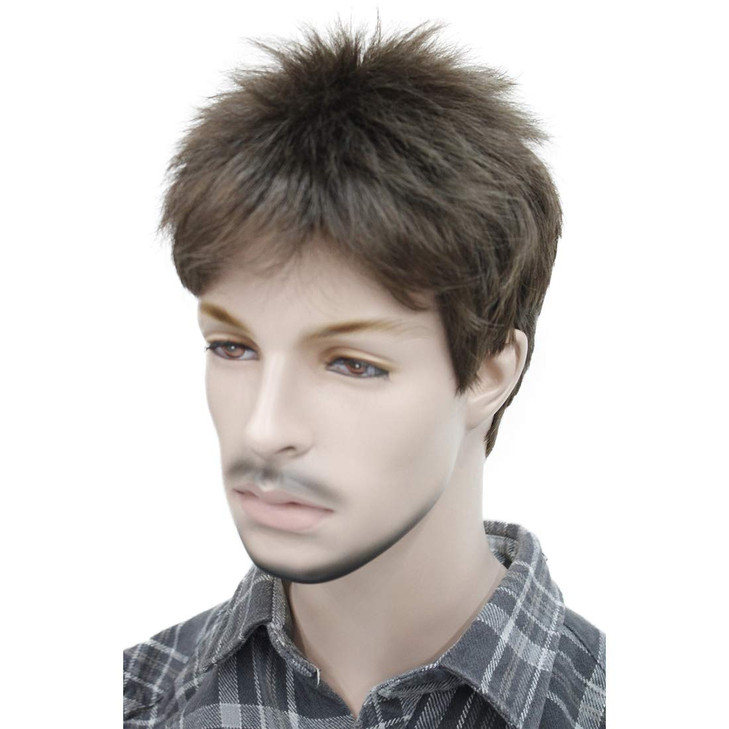 Lydell Mens Wig Natural BlackBrown Short Straight Hair Synthetic Full Wigs Light Chestnut Brown