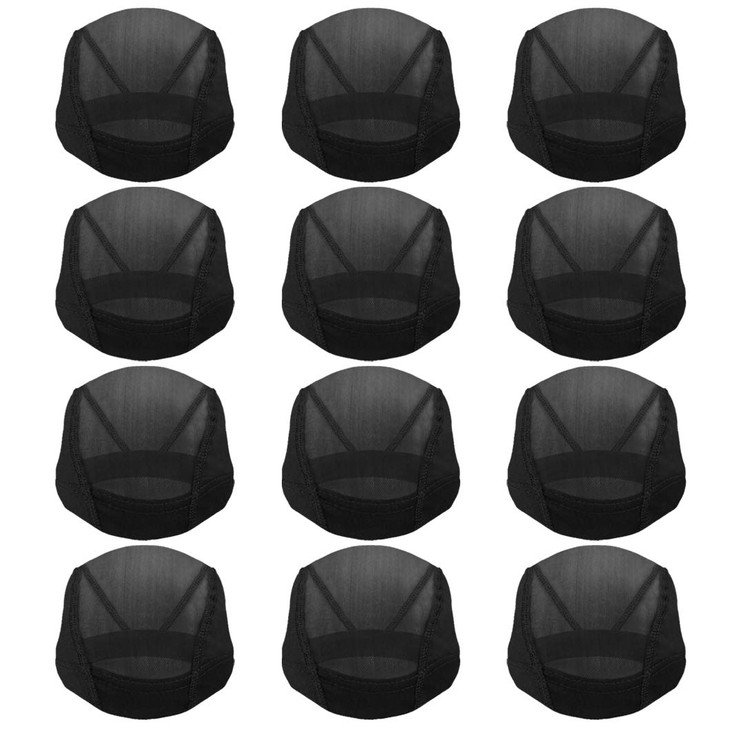 Tayfremn 12pcs Dome Caps Mesh Dome Wig Cap Black Elastic Wig Caps Stretchable Spandex Dome Caps Breathable Nylon Light H