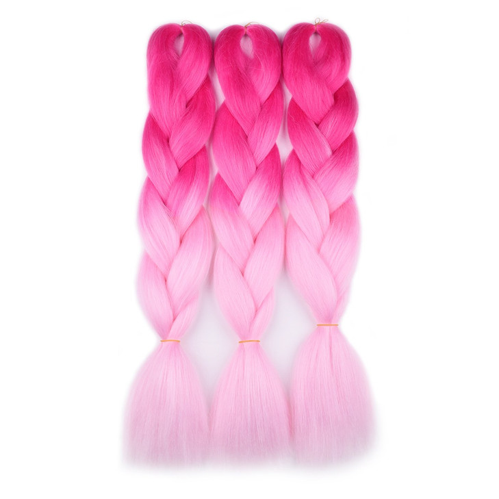 Ombre Braiding Hair PinkLight Pink3pcs Jumbo Braiding Hair Extension For Box Braids Twist 24 Inch Hot Water Seal Real So