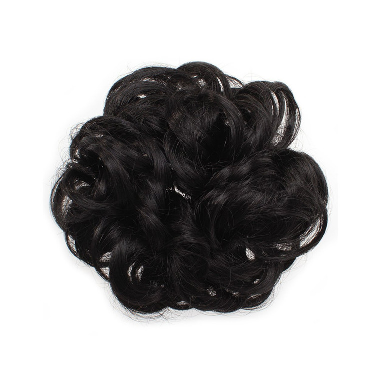 ASUITOFK Messy Bun Hair Piece Thick Updo Scrunchies Synthetic Hair Extensions Ponytail Hair Wig Hairpiece Off Black