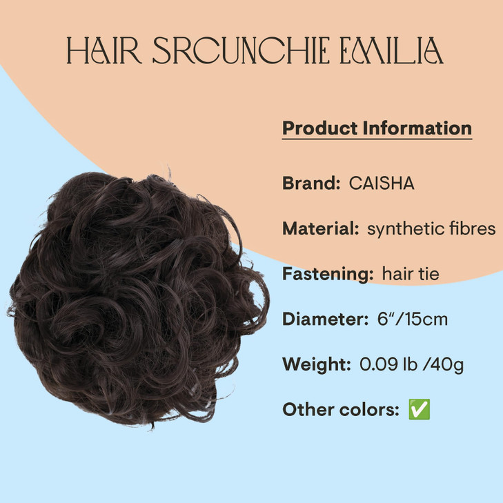 CAISHA Big Hairpiece Scrunchy Updo Bridal Hairstyle curly Messy Bun Brown G4E