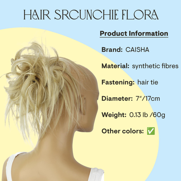 CAISHA XXL Hairpiece Scrunchie Updo Voluminous Slightly Wavy Messy Bun Light Blonde Mix G22F