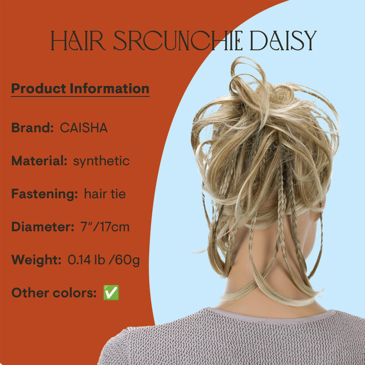 CAISHA Jumbo Scrunchie Braided Updo Wavy Messy Bun Hairpiece Blond Mix G13D