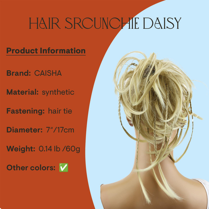 CAISHA Jumbo Scrunchie Braided Updo Wavy Messy Bun Hairpiece Light Blonde G4D