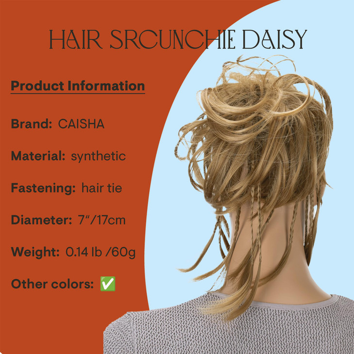 CAISHA Jumbo Scrunchie Braided Updo Wavy Messy Bun Hairpiece Honey Blonde G12D