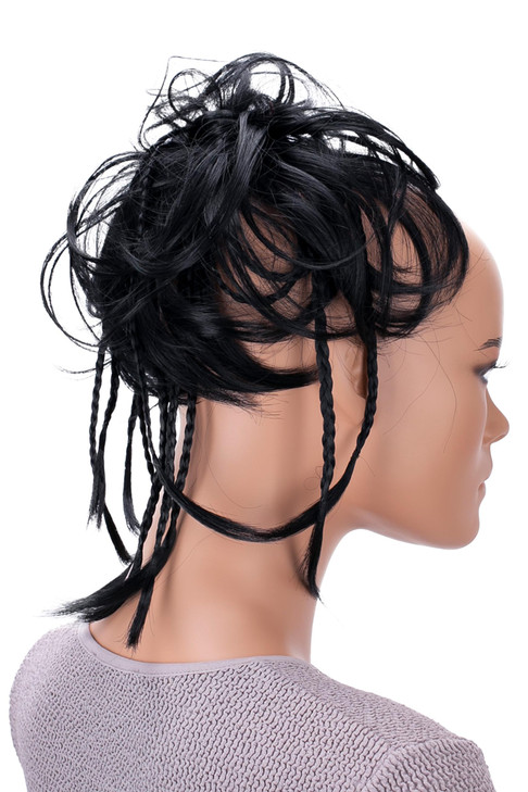 CAISHA Jumbo Scrunchie Braided Updo Wavy Messy Bun Hairpiece RedBrown Blonde Mix G19D