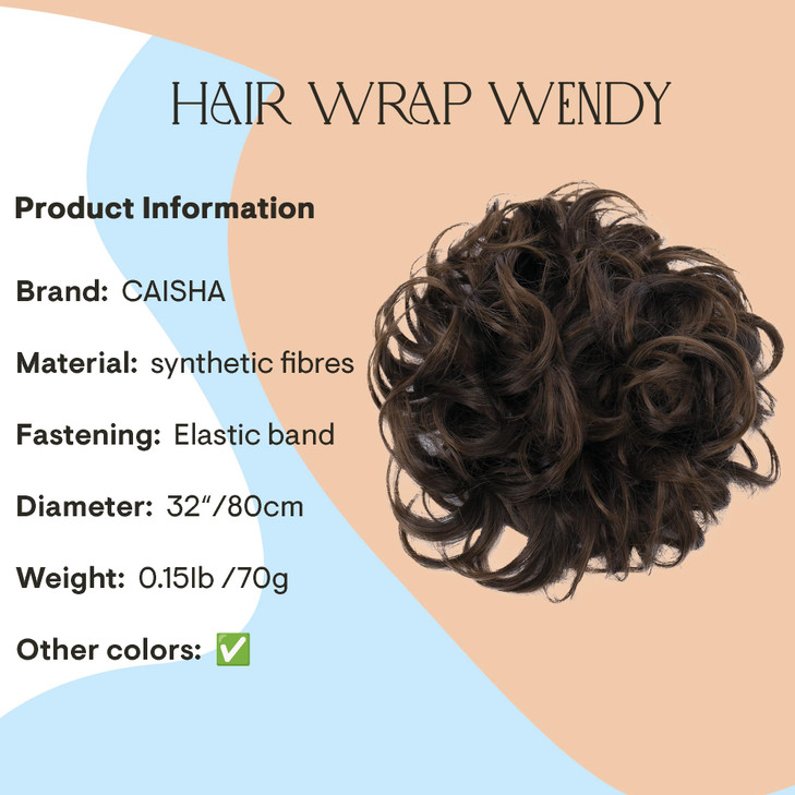 CAISHA Hairpiece Hair Wrap Heatresistant Synthetic Fibres Curly Messy Updo Brown HW24