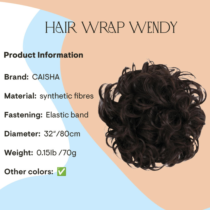 CAISHA Hairpiece Hair Wrap Heatresistant Synthetic Fibres Curly Messy Updo Dark Brown HW7