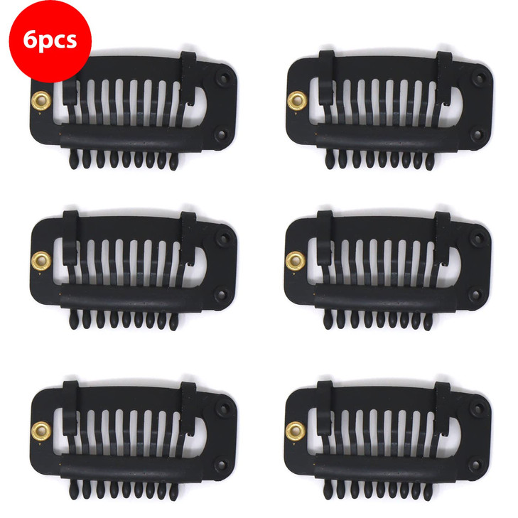 PNK Trend Self Snap On Wig Clip 6PCS Black Made in Korea and No Sewing Needed for Hair Extensions