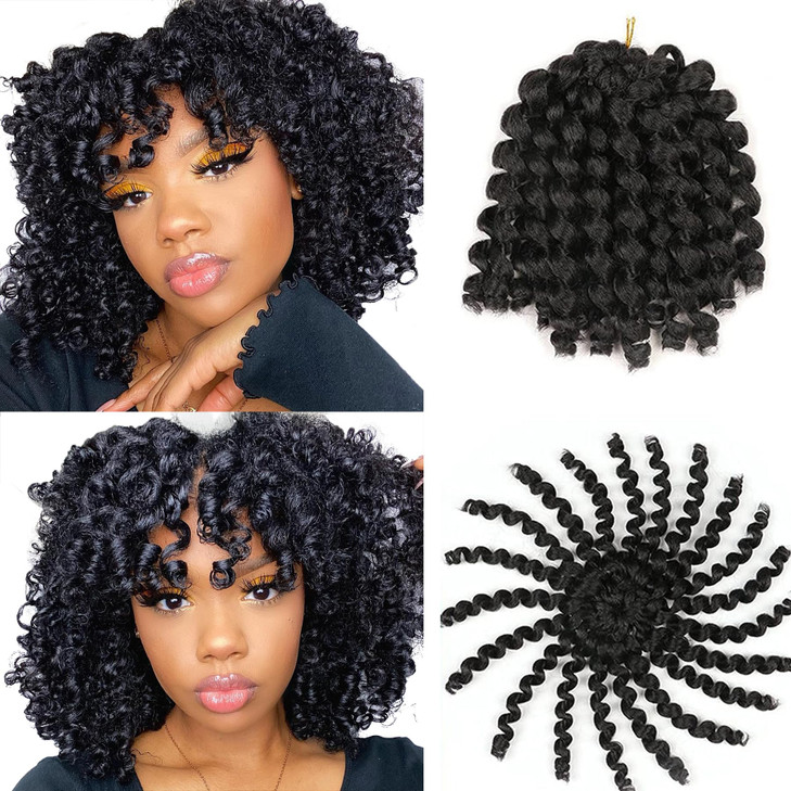 8 Inch 3 Packs Jumpy Wand Curl Braids Hair 20 Strandspack 75g Synthetic Crochet Braids Hair Extension Xtrend Hair 1B 3pa