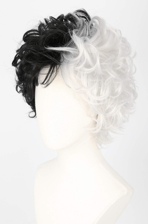 Topcosplay Women and Girls Wig Short Black and White Wigs Halloween Cosplay Wig