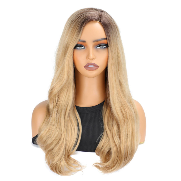 DDHAIR Long Blonde Wigs for Women Natural Wave Curly Wig Heat Resistant Synthetic Wig Color Dirty Blonde