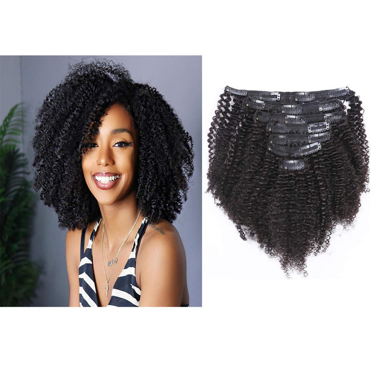 Loxxy Afro Kinky Curly Clip In Hair Extensions Natural Black Hair Clip Ins Virgin 3C 4A Clip In Hair Extensions For Afri
