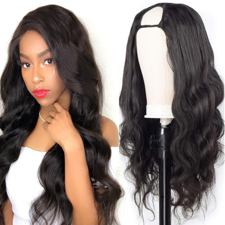 YAREESONG U Part Wig Human Hair 18 Inch Body Wave U Part Human Hair Wig for Black Women 150 Density U Shape Wig Half Wig