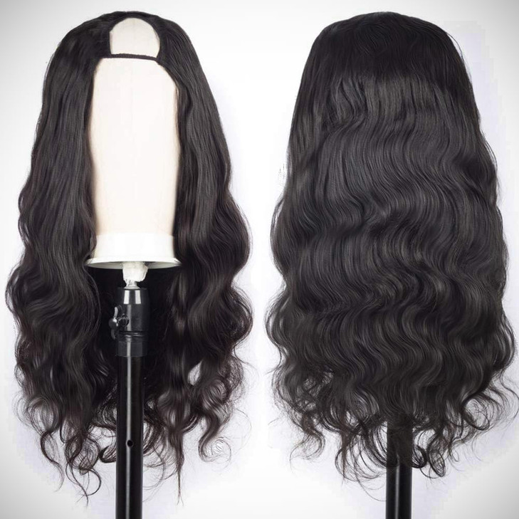 YAREESONG U Part Wig Human Hair 18 Inch Body Wave U Part Human Hair Wig for Black Women 150 Density U Shape Wig Half Wig