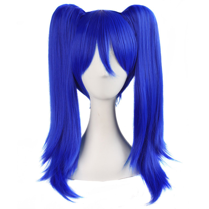 MapofBeauty 20 Inch50 cm Double Tail Straight Hair Cosplay Wigs Navy Blue