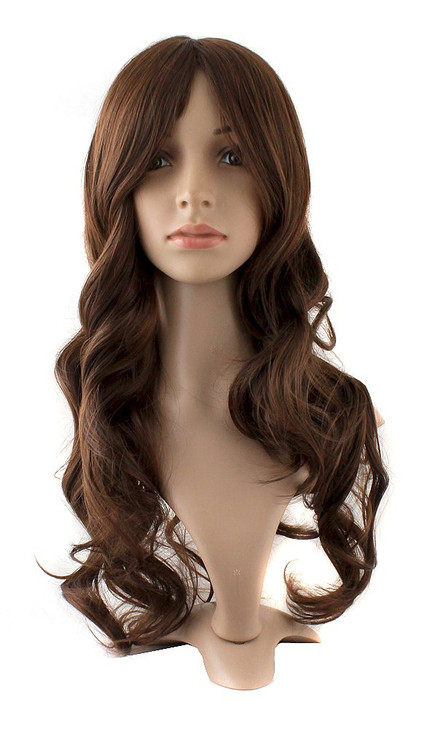 MapofBeauty 24 Inch60cm Charming Synthetic Fiber Long Wavy Hair Women Party Full Wig Brown