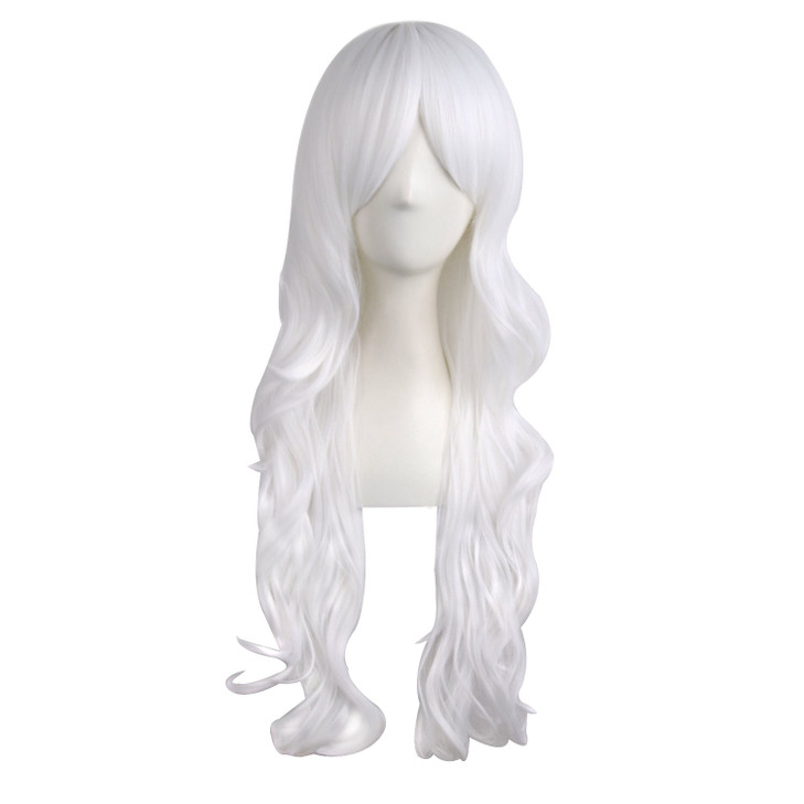 MapofBeauty 2870cm Charming Womens Long Curly Full Hair Wig White