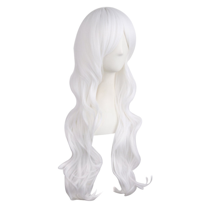 MapofBeauty 2870cm Charming Womens Long Curly Full Hair Wig White