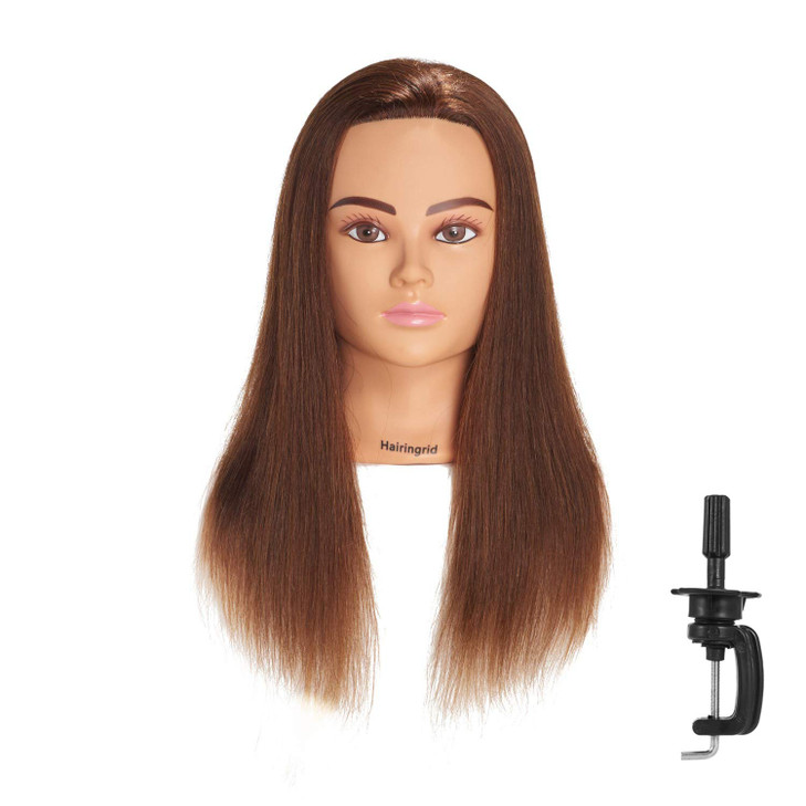 Hairingrid Mannequin Head 2022 100 Human Hair Hairdresser Cosmetology Mannequin Manikin Training Head Hair and Free Clam