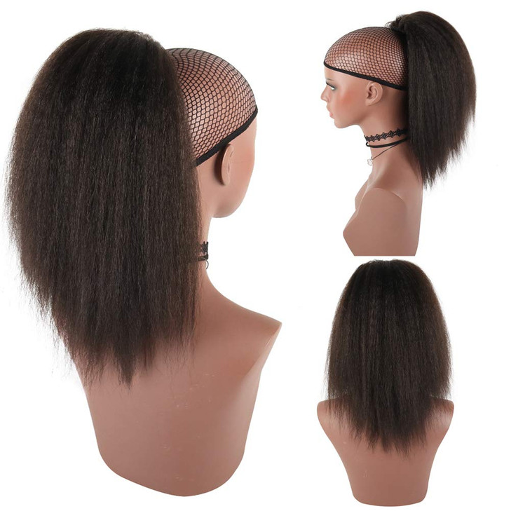 YITI Medium Long Afro Kinky Straight Drawstring Ponytail Extension for Black WomenLight Yaki Curly Clip in Ponytail High