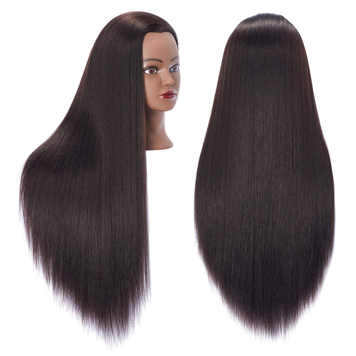 Hairingrid 2628 Mannequin Head Hair Styling Training Head Manikin Cosmetology Doll Head Synthetic Fiber Hair and Free Cl