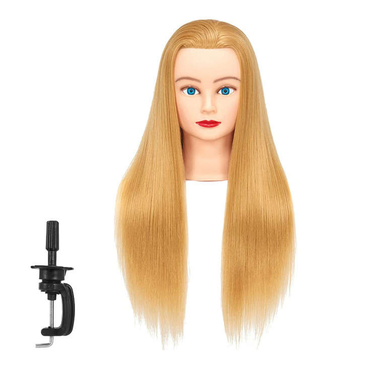 Training Head 2628 Mannequin Head Hair Styling Manikin Cosmetology Doll Head Synthetic Fiber Hair Hairdressing Training