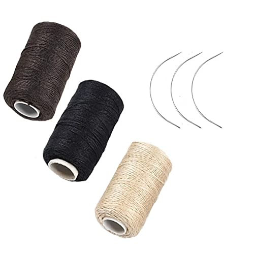 3 Rolls Hair Weaving Thread Cotton Sewing Thread Making Wig Clips in Hair Extension Hair Salon Weft Thick Thread with 3