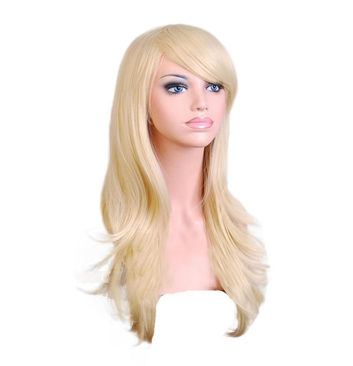 ANESHE Wigs 28 Long Wavy Hair Heat Resistant Cosplay Wig for Women Light Blonde