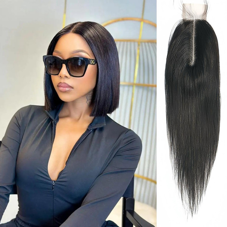 Brazilian 2x6 Lace Closure Straight 100 Human Hair Middle Part Straight Lace Closure Remy Hair Kim K Closure10 inch