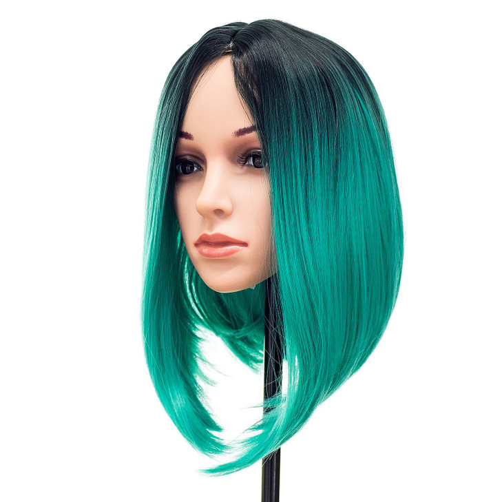 SWACC Ombre Colors Straight Short Hair Bob Wig Synthetic Colorful Cosplay Daily Party Flapper Wig for Women with Wig Cap