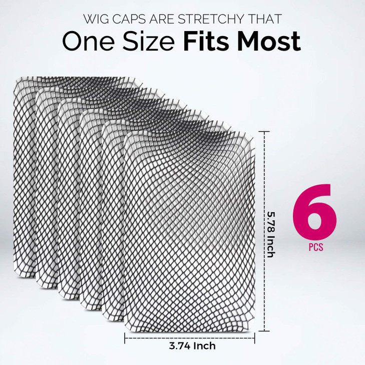 Fandamei 6PCS Wig Cap 6PCS Black Mesh Wig Cap Net Closed End Hair Mesh Net Liner Weaving Caps for Women Men Kids Wig Cap
