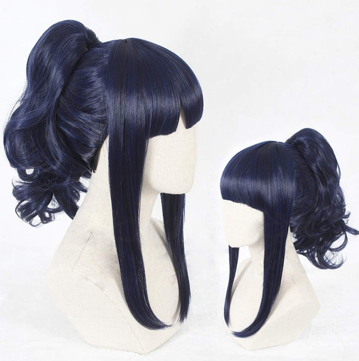 Womens Straight Blue Cosplay Wig Upturned for Anime