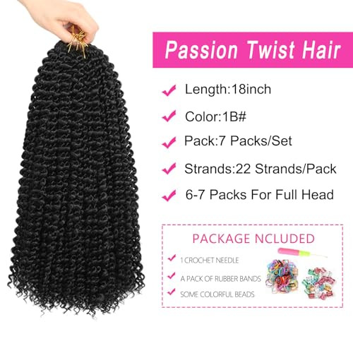 Ubeleco 7 Packs Passion Twist Hair 18 Inch 154 Strands Water Wave Crochet Hair for Black Women Long Bohemian Curly Braid