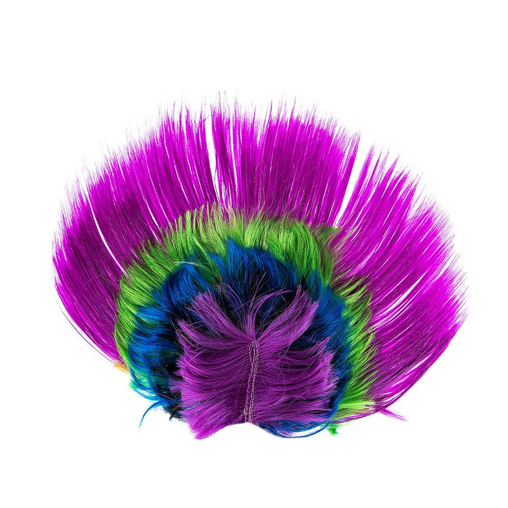 Easyinsmile Rainbow Mohawk Wig Hallowmas Masquerade Punk Mohican Hairstyle Cockscomb Hair Cosplay Wig purple