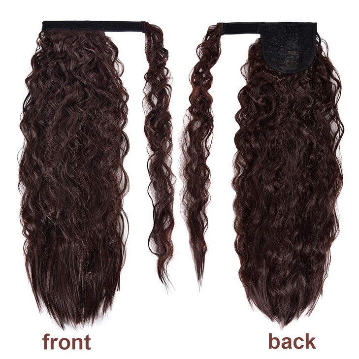 Corn Wave Ponytail Extension Clip in 22 Inch Long Wavy Curly Wrap Around Pony Tail Heat Resistant Synthetic Hairpiece fo