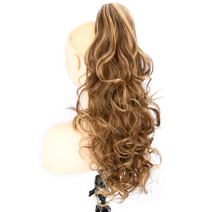 DIGUAN Claw Clip In Wavy Loose curly Synthetic Wrap Around Ponytail Extensions 24 Inches Pony Tail Clip In Extensions fo