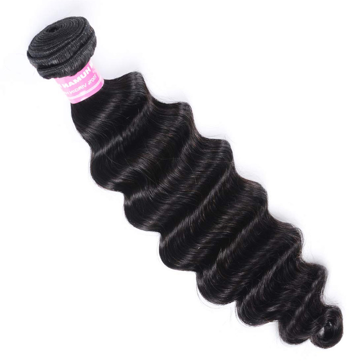 UNice Hair Brazilian Loose Deep Wave Hair 1 Bundle Unprocessed Human Virgin Hair Weave Extensions Natural Color 18 inch