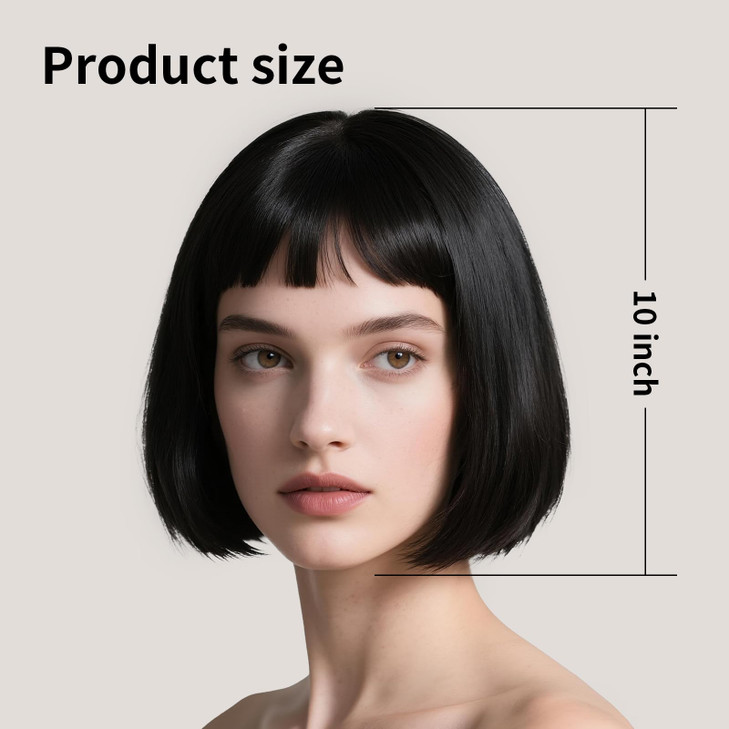 Onedor 10 Short Straight Hair Flapper Cosplay Costume Bob Wig Black