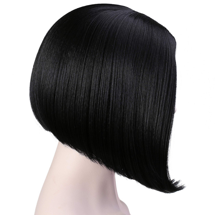 Onedor 11 Short Straight Middle Part Synthetic Heat Resistant Bob Wigs Full Head Hair Wigs for Women Girls 1B Off Black