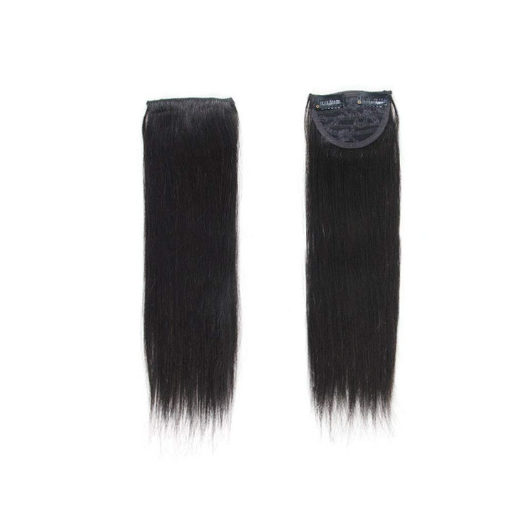 2 Pieces Black Clip in Hair Extensions Human Hair 14inchStraight hair Hairpiece About 25gpcCand Be Dyed