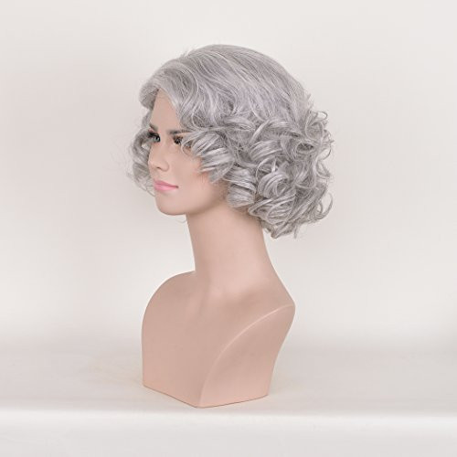 DENIYA Short Curly Silver Grey Glueless Lace Front Wigs for Women Cosplay Grandma Wigs Prime