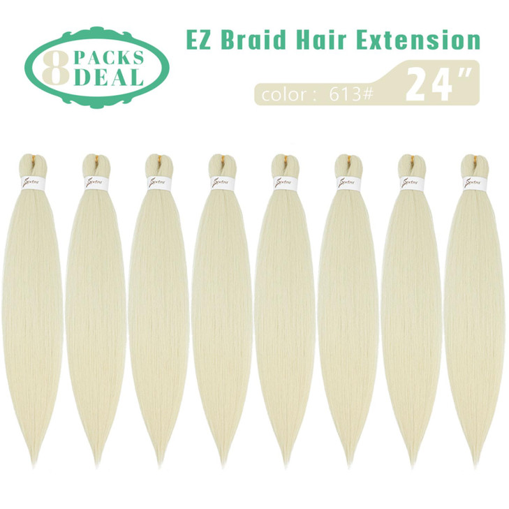 MULTI PACKS DEAL Spetra Platinum Blonde Pre Stretched Braiding Hair Extensions 24 Inch 8 Bundles Synthetic Crochet Braid