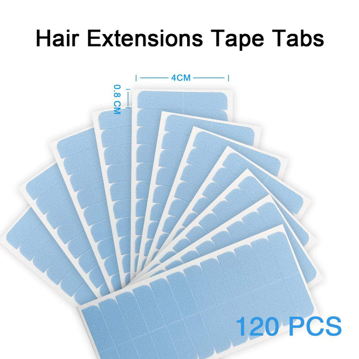SUYYA 120 Pieces Hair Extension Tape Tabs Double Sided Extension Tapes for Replacement 4cm x08cm Blue 120 Pieces